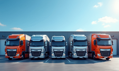 Plusieurs camions de 33 tonnes de marques différentes en stationnement