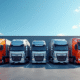 Plusieurs camions de 33 tonnes de marques différentes en stationnement