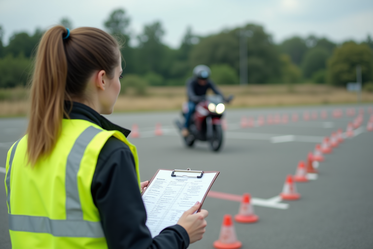 Examiner moto observant un candidat lors d’un exercice