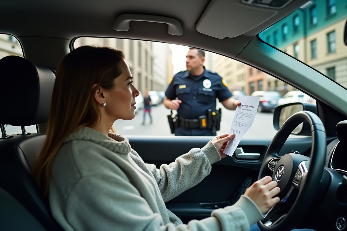 Jeune femme montrant ses papiers d