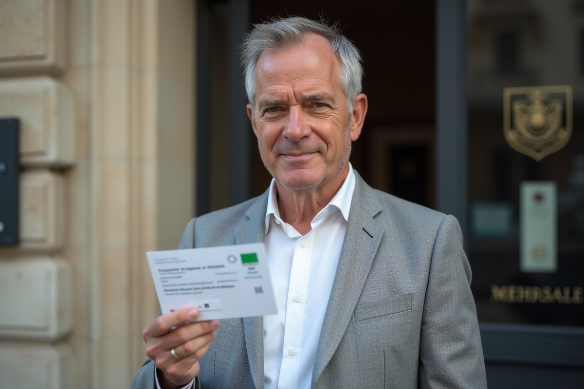 Homme tenant sa carte d