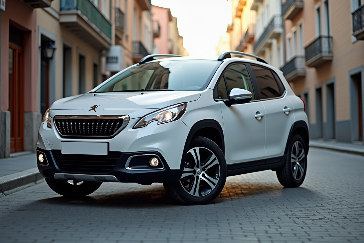 Voiture Peugeot 2008 d'occasion en ville en journée